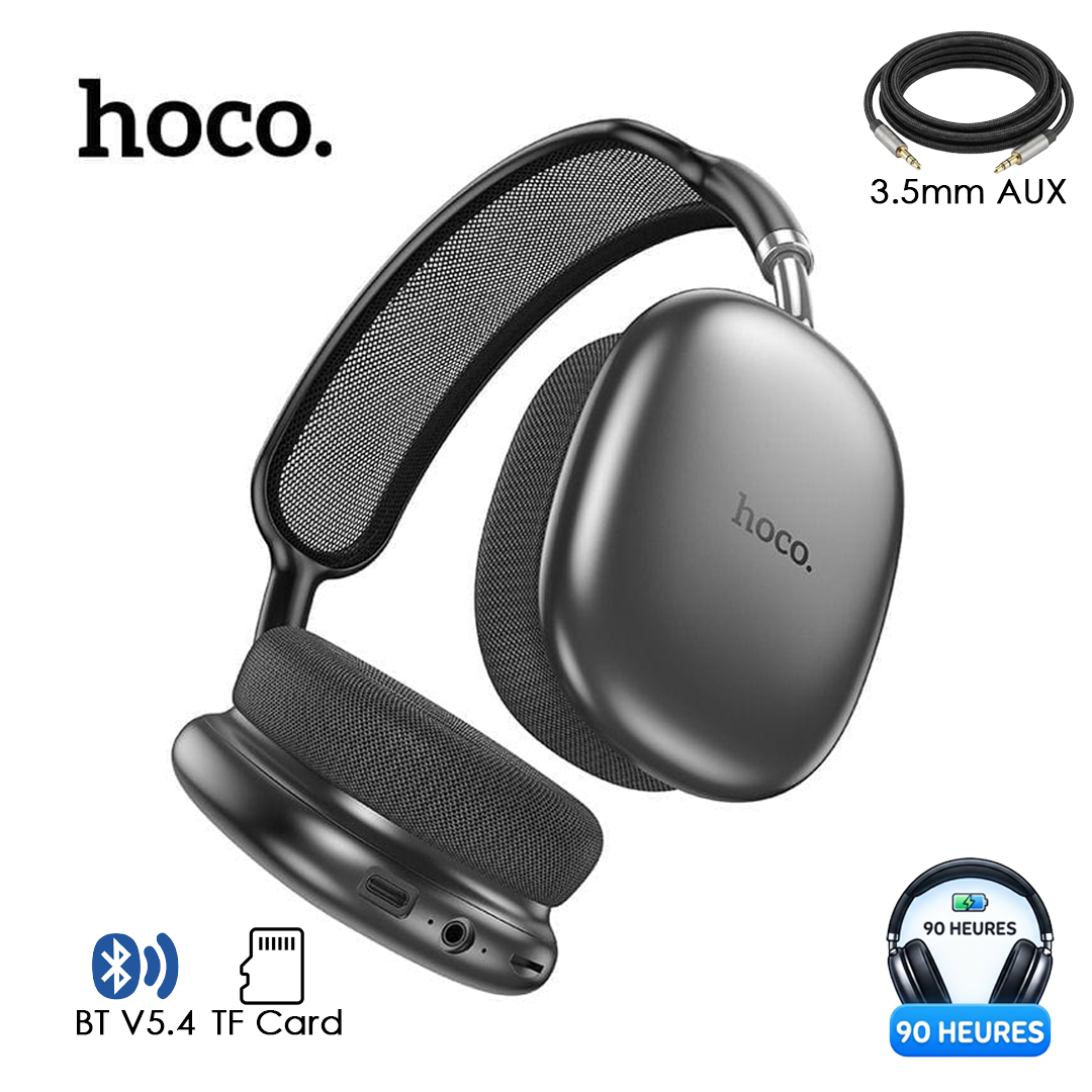 Casque Sans Fil Bluetooth Hoco W55 – Autonomie 90h & Son Hi-Fi - Noir