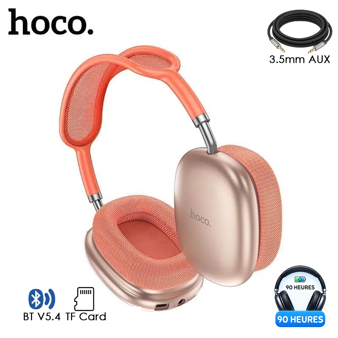 Casque Sans Fil Bluetooth Hoco W55 – Autonomie 90h & Son Hi-Fi - Rose