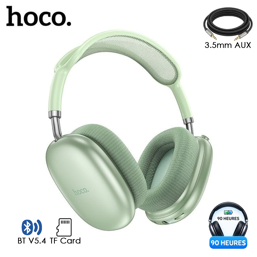 Casque Sans Fil Bluetooth Hoco W55 – Autonomie 90h & Son Hi-Fi - Vert