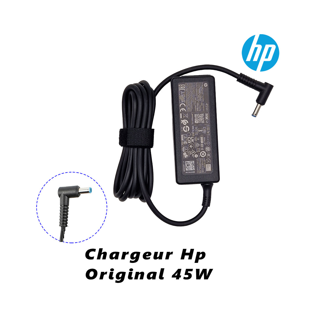 Chargeur Laptop Hp Original 45W 19.5V 2.31A – Fiche bleu pin avec Câble Trèfle En excellent état