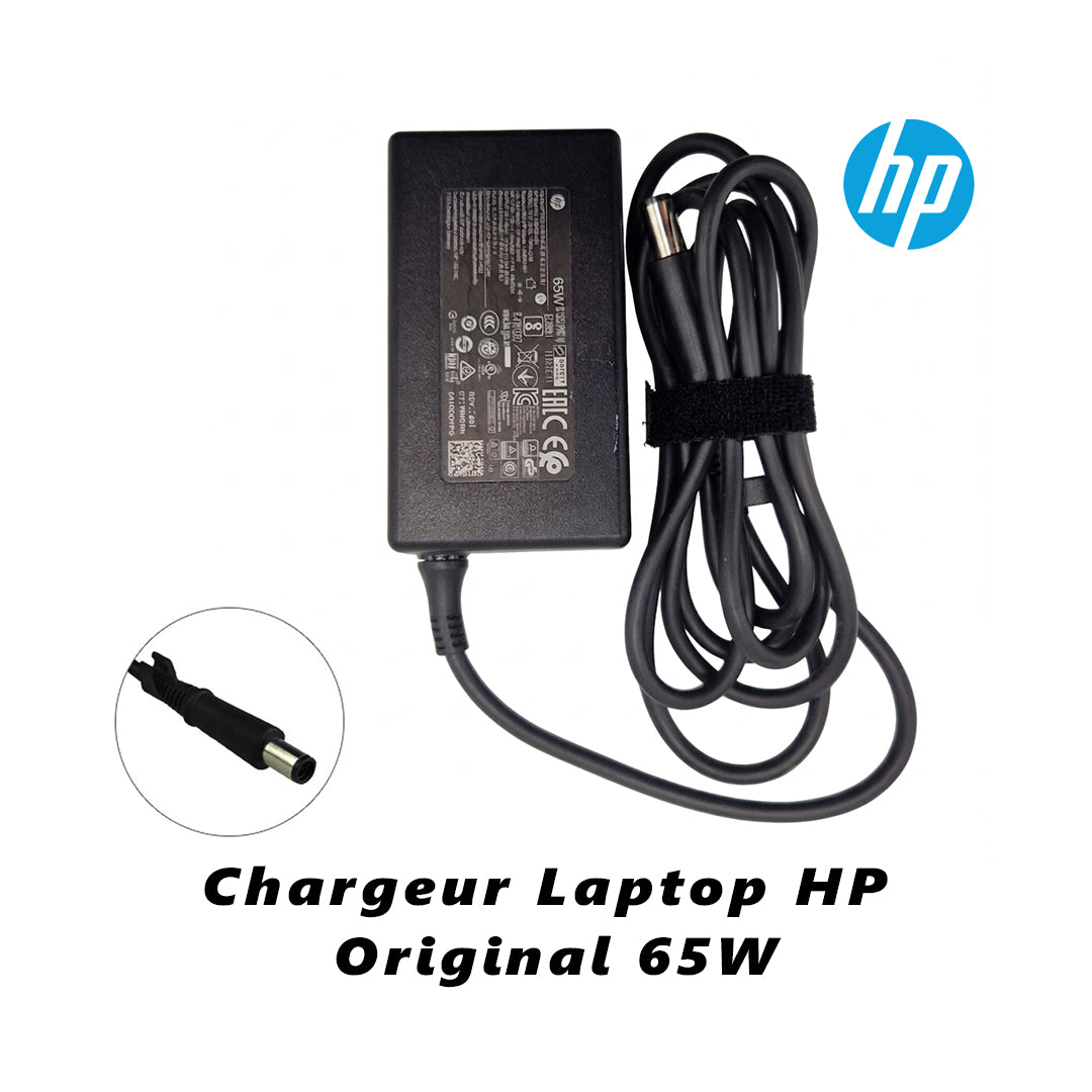 Chargeur Laptop Hp Original 65W 19.5V 3.33A – Fiche pin avec Câble Trèfle Excellent État