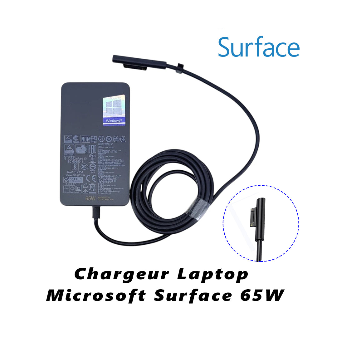 Chargeur Laptop Microsoft Surface model 1706 Original 65W 19.5V 3.33A avec Câble secteur État Neuf