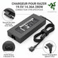 Chargeur Laptop Razer Original 280W 19.5V 14.36A – Fiche 3PIN avec Câble Trèfle Excellent État
