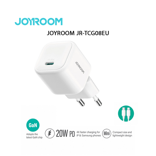 Chargeur Secteur JOYROOM JR-TCG08EU - GaN 20W PD avec Câble Type-C vers Lightning