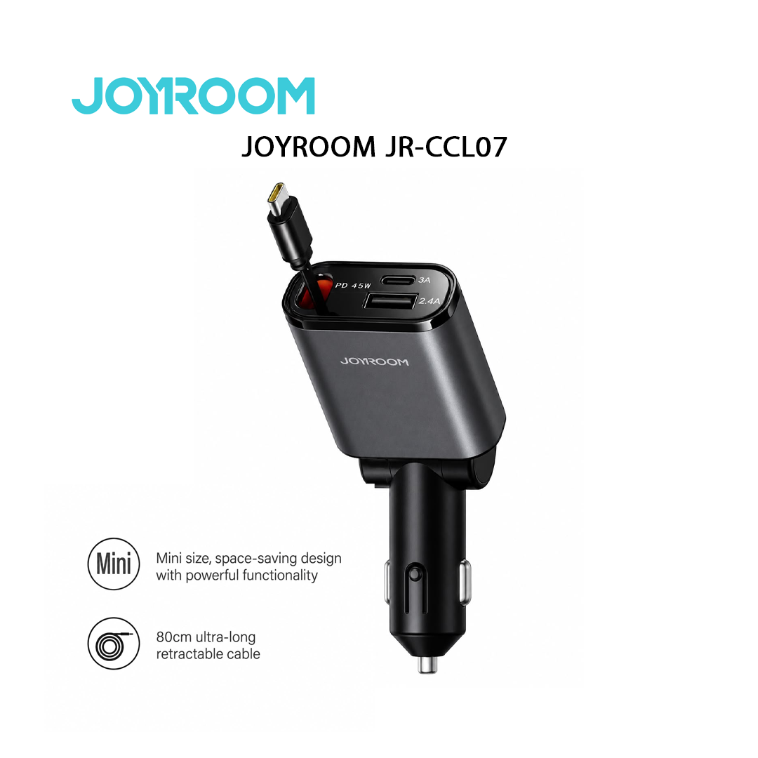 Chargeur Voiture 3-en-1 JOYROOM JR-CCL07 - 60W avec Câble Rétractable