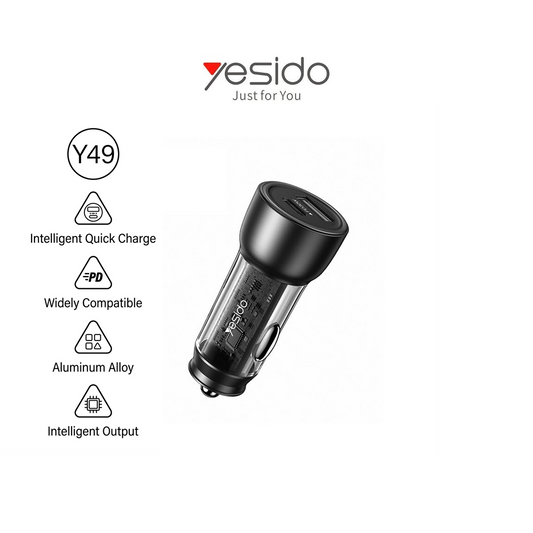 Chargeur Voiture Rapide Yesido Y49 - Dual USB (USB-C PD 30W & USB-A QC 18W)