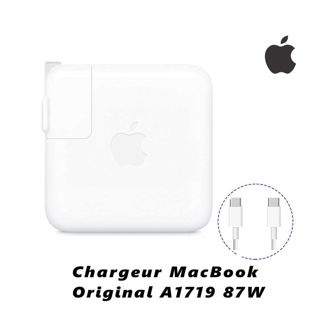 Chargeur MacBook Original A1719 – 87W | 240V – 4.3A | Avec Câble USB Type-C | État Neuf