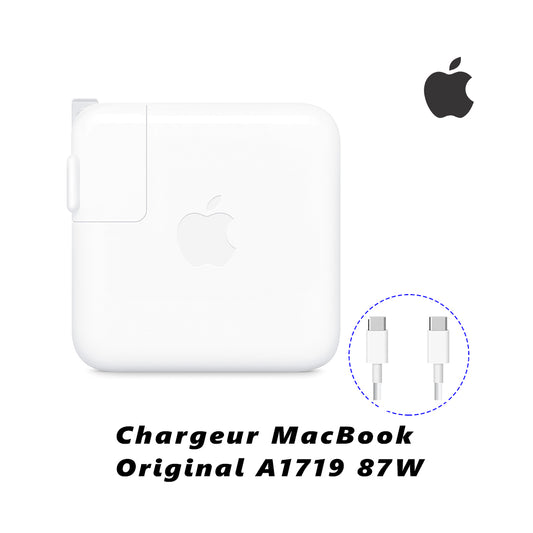 Chargeur MacBook Original A1719 – 87W | 240V – 4.3A | Avec Câble USB Type-C | État Neuf