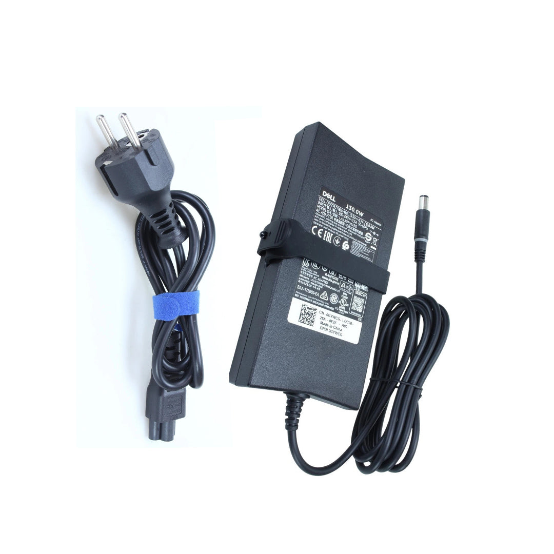 Chargeur Laptop Dell Original 130W 19.5V 6.7A – Fiche Noir avec Câble Trèfle En État Excellent