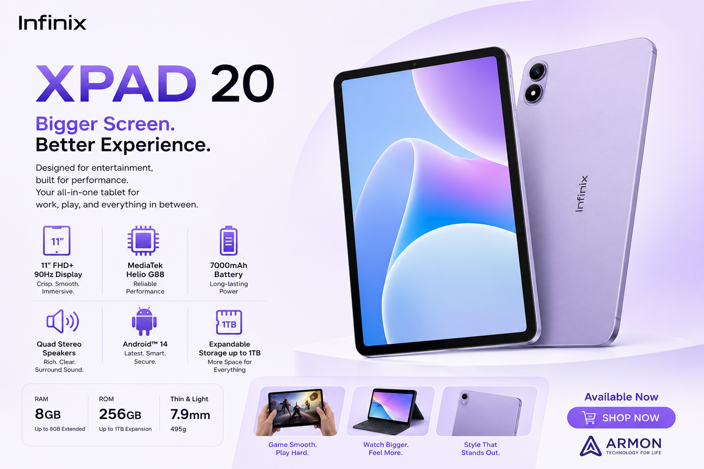 INFINIX XPAD 20 – Tablette Android 11″ FHD+