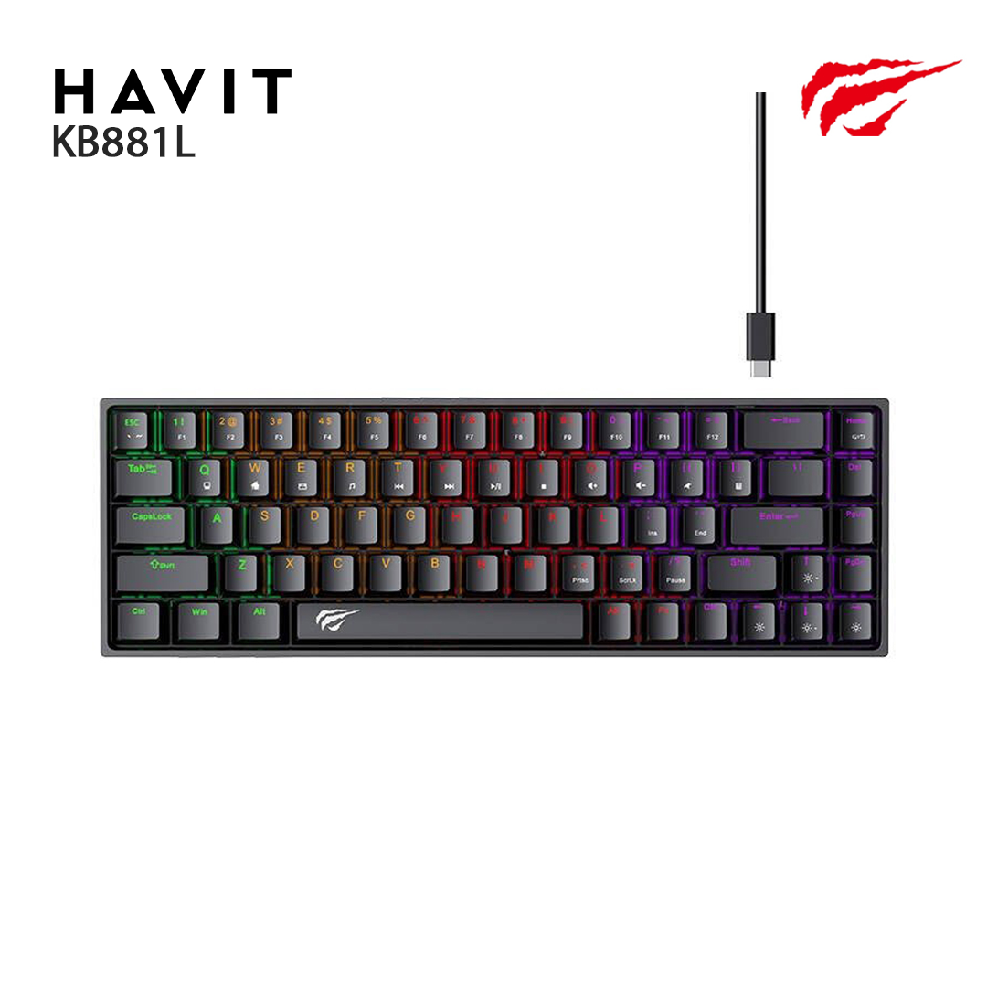 Clavier gaming mécanique compact HAVIT – 68 touches, rétroéclairage RVB