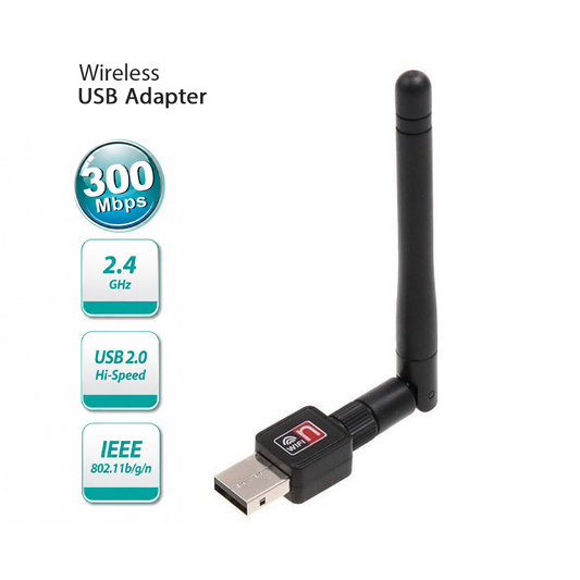 Cle Wi-Fi USB 300 Mbps avec Antenne Externe - Adaptateur Réseau Sans Fil 2.4 GHz