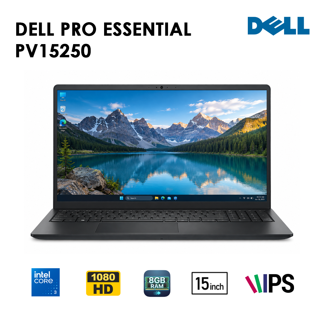 Dell Pro Essential PV15250 – Intel® Core™ 3 100U | RAM 8GB/16GB | SSD 512GB | Écran 15.6″ Full HD | Neuf