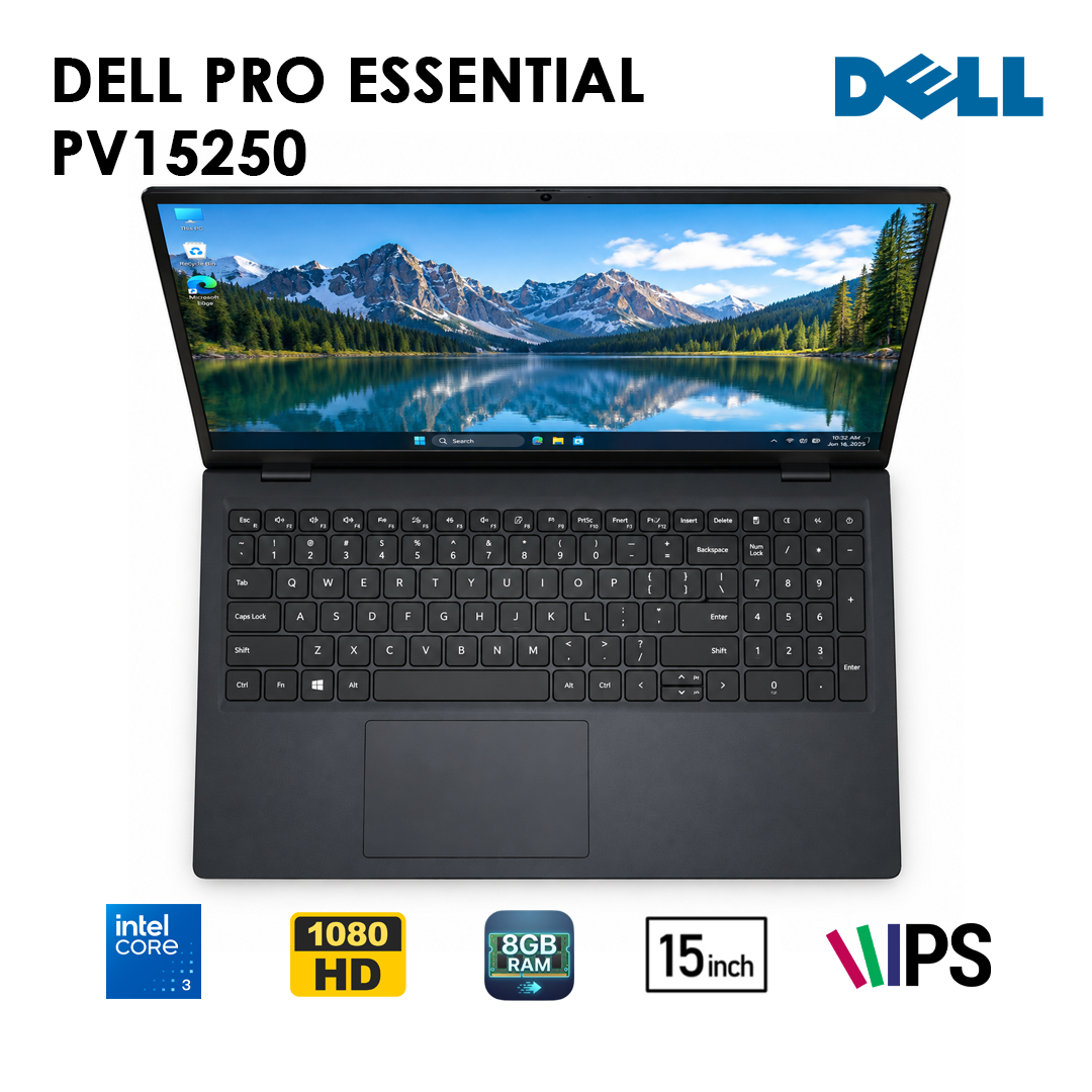 Dell Pro Essential PV15250 – Intel® Core™ 3 100U | RAM 8GB/16GB | SSD 512GB | Écran 15.6″ Full HD | Neuf