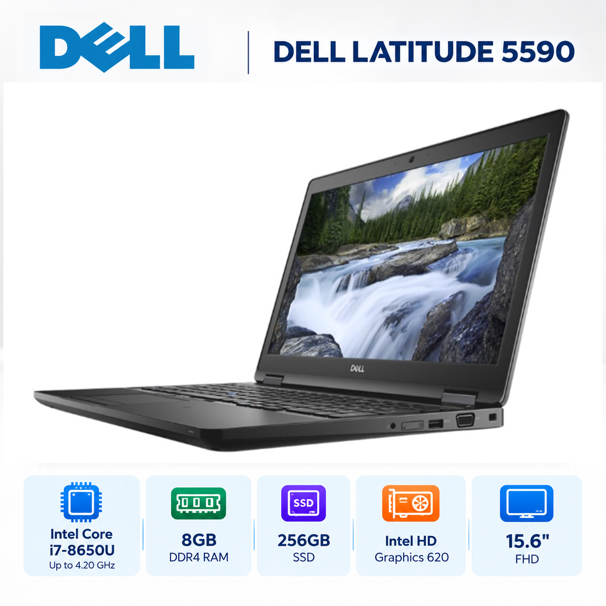 Dell Latitude 5590 – Intel® Core™ i7 / RAM 8GB / SSD 256GB / Écran 15.6″ / Occasion Garantie