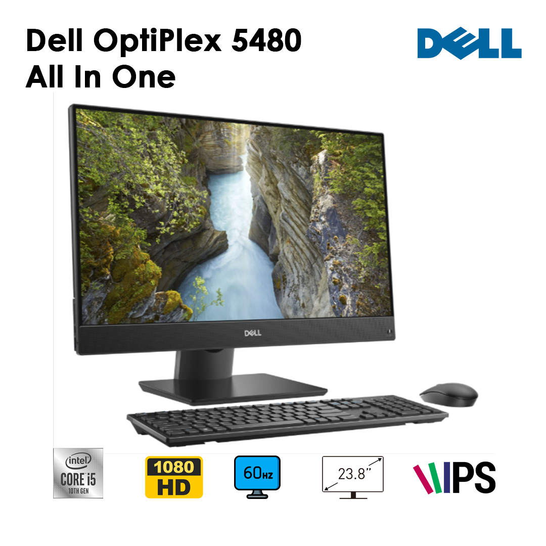 Dell OptiPlex 5480 ALL-IN-ONE – Intel® Core™ i5 10ᵉ Generation/RAM 8 Go/ SSD 256 Go / 512 Go 24″ Utilisé en Excellent État