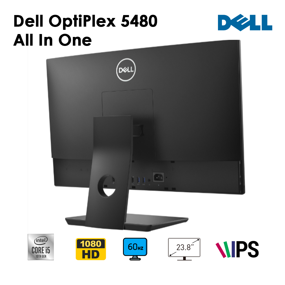 Dell OptiPlex 5480 ALL-IN-ONE – Intel® Core™ i5 10ᵉ Generation/RAM 8 Go/ SSD 256 Go / 512 Go 24″ Utilisé en Excellent État