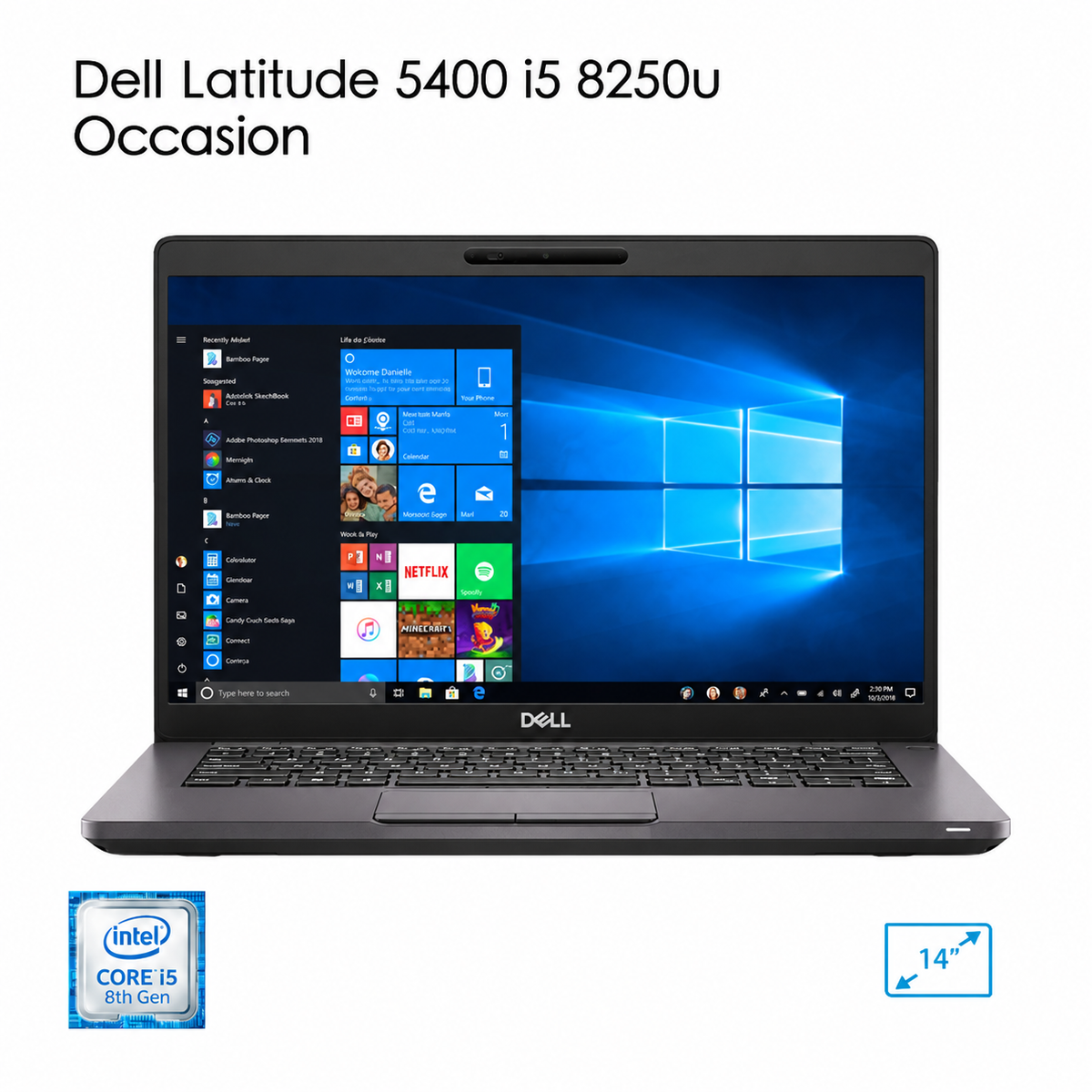 DELL LATITUDE 5400 – Intel® Core™ i5-8250U| RAM 8 Go/16 Go | SSD 256 Go | Écran 14″ Full HD | Occasion – Excellent état