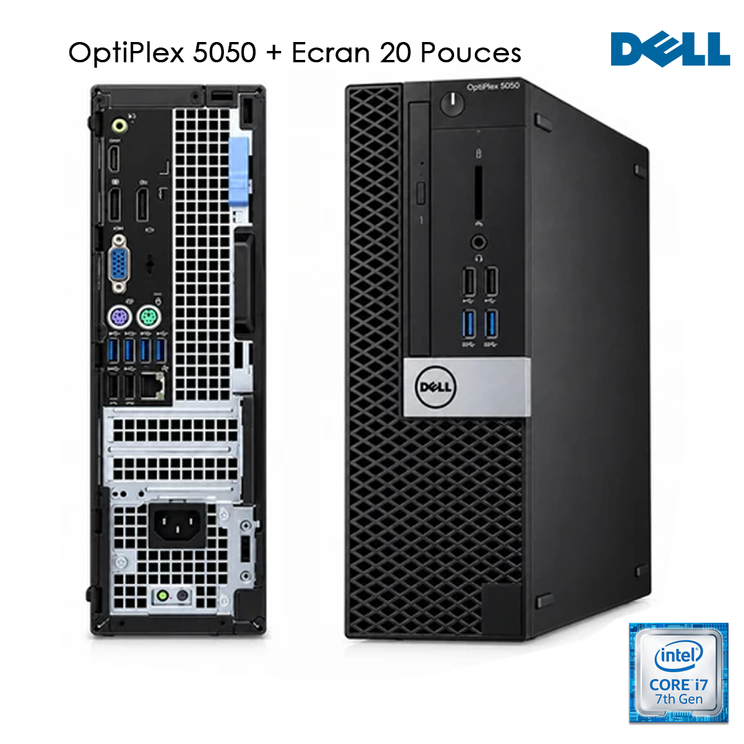 Dell OptiPlex 5050 Core i5 7EM / 8GB / 256GB / Ecran 20 Pouces / État Excellent
