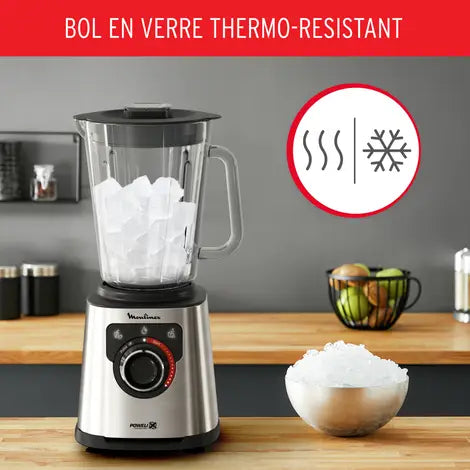Moulinex – LM871D10 – Blender Haute Vitesse - Bol en Verre 2 L et Puissance 1200 W