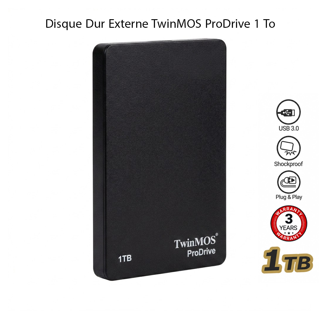 Disque Dur Externe TwinMOS ProDrive 1 To - USB 3.0, Antichoc