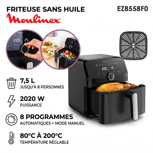 Moulinex Easy Fry Mega EZ8558F0 – Friteuse à air sans huile 7,5L