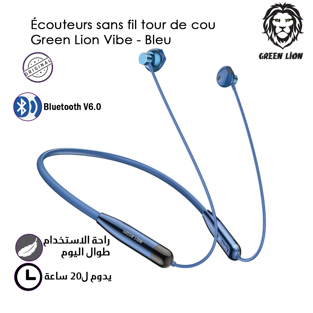 Green Lion Vibe GL-NB15 - Écouteurs Neckband Bluetooth V6.0
