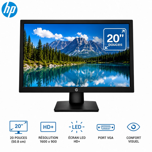 Ecran PC HP P204v 20" HD+ (1600 x 900) - 60Hz (HDMI / VGA)