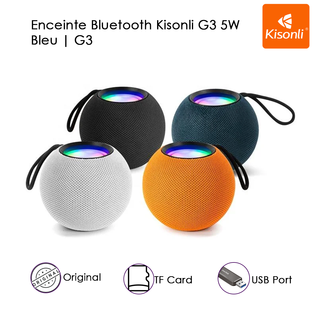 Kisonli G3 5W - Enceinte Bluetooth RGB Portable Blue