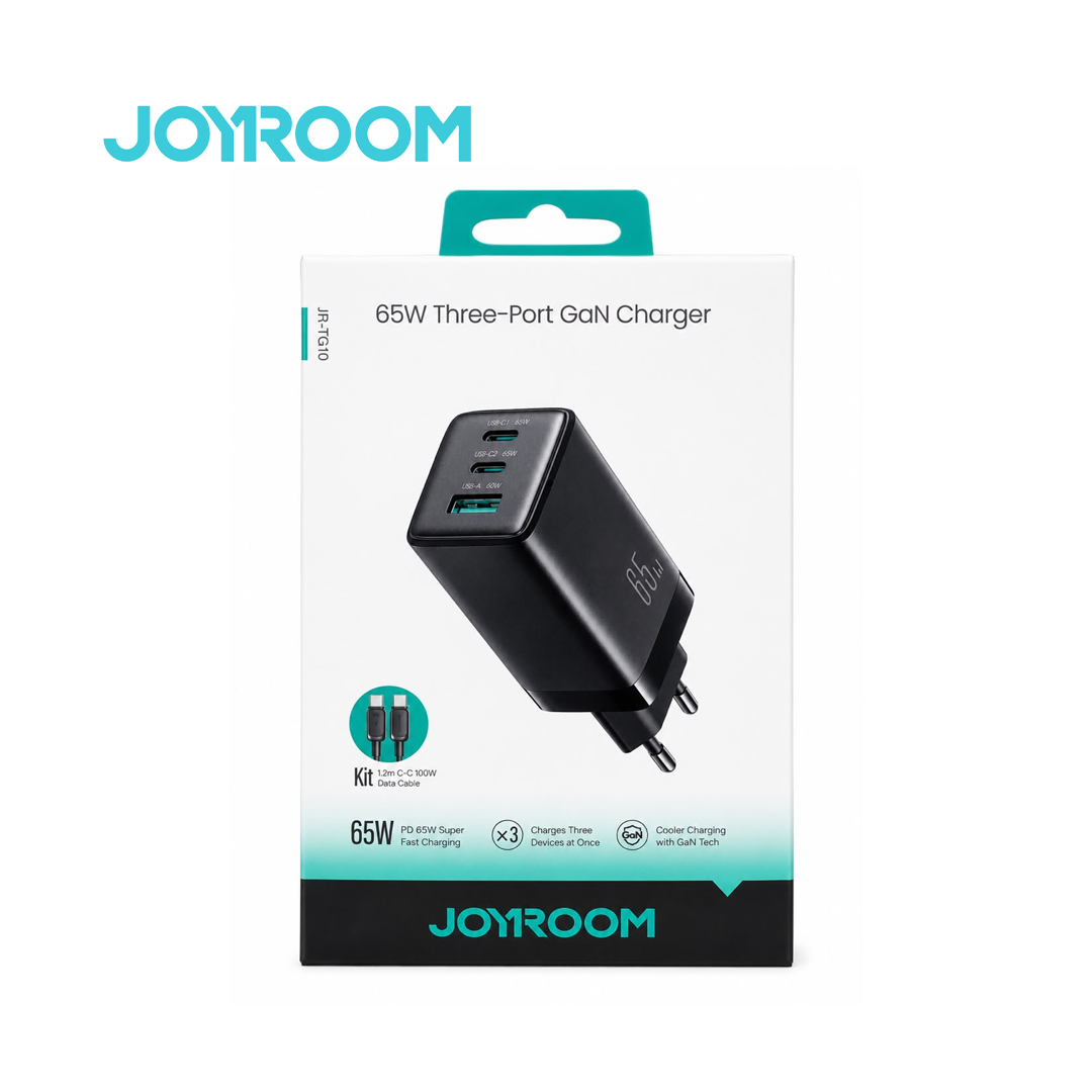 Joyroom JR-TG10 Chargeur 65W GaN – Multi-ports (3) + Câble 100W