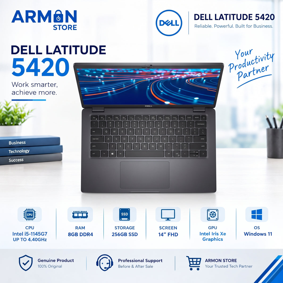Dell Latitude 5420 – Intel® Core™ i5-1145G7 / RAM 8GB / SSD 256GB / Écran 14″ Full HD