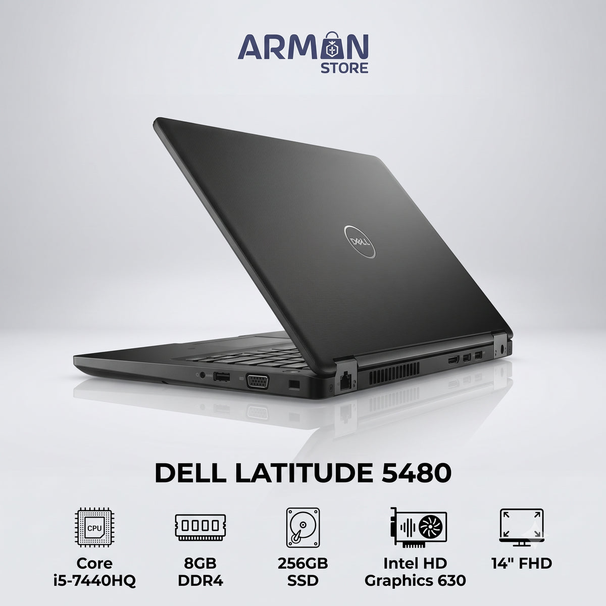 Dell Latitude 5480 – Intel® Core™ i5-7440HQ / RAM 8GB / SSD 256GB / Écran 14″ Full HD