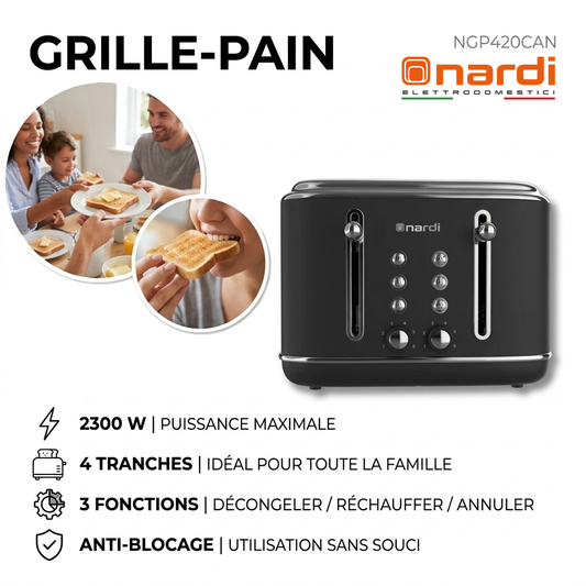 Nardi – NGP420CAN – Grille-Pain 4 Tranches - Puissance 2300 W
