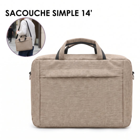 Sacoche PC Portable 14" - simple - Beige