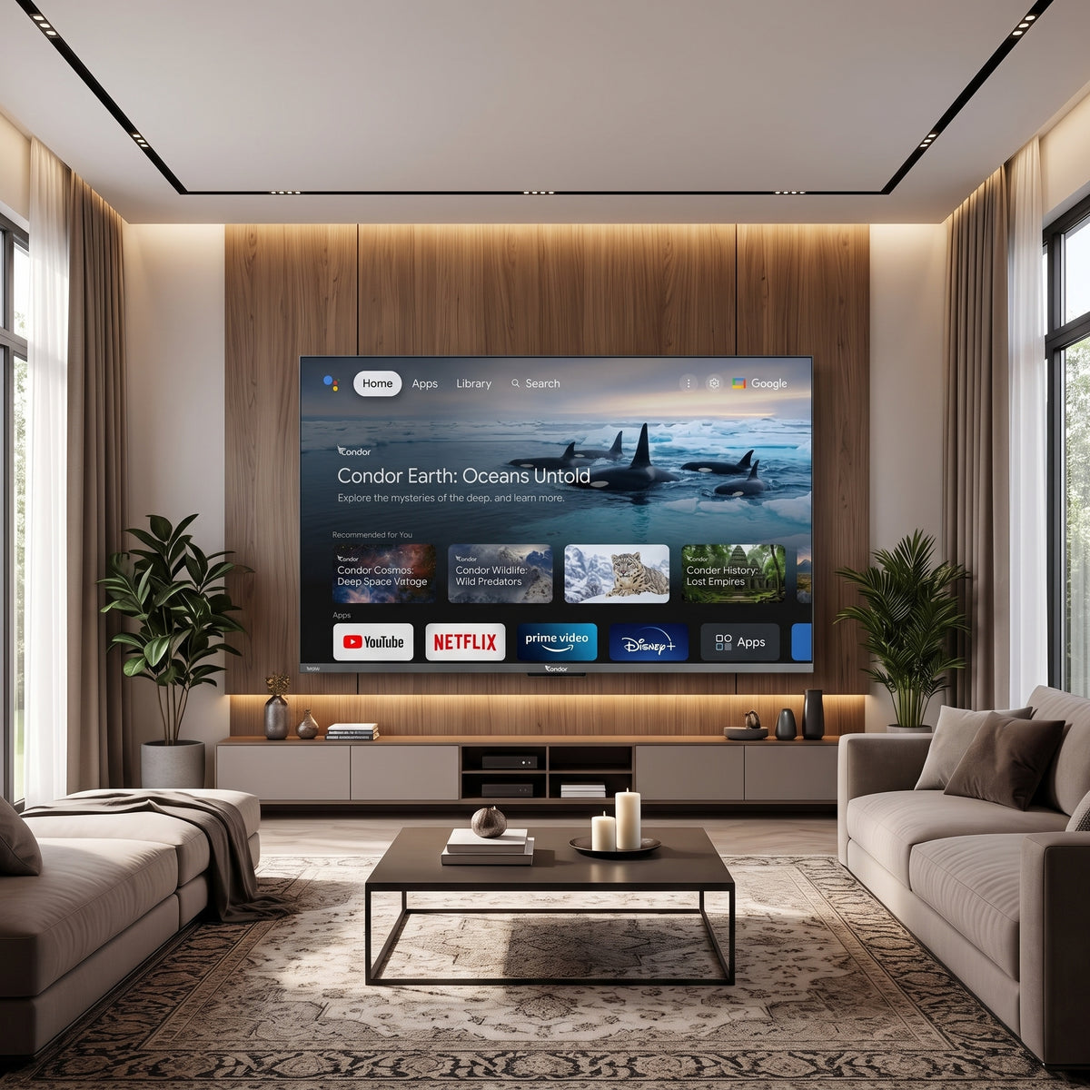 CONDOR 75UQ700 – Téléviseur 75 Pouces 4K UHD Smart TV (QLED / Google TV 5.0 / Dolby Audio)