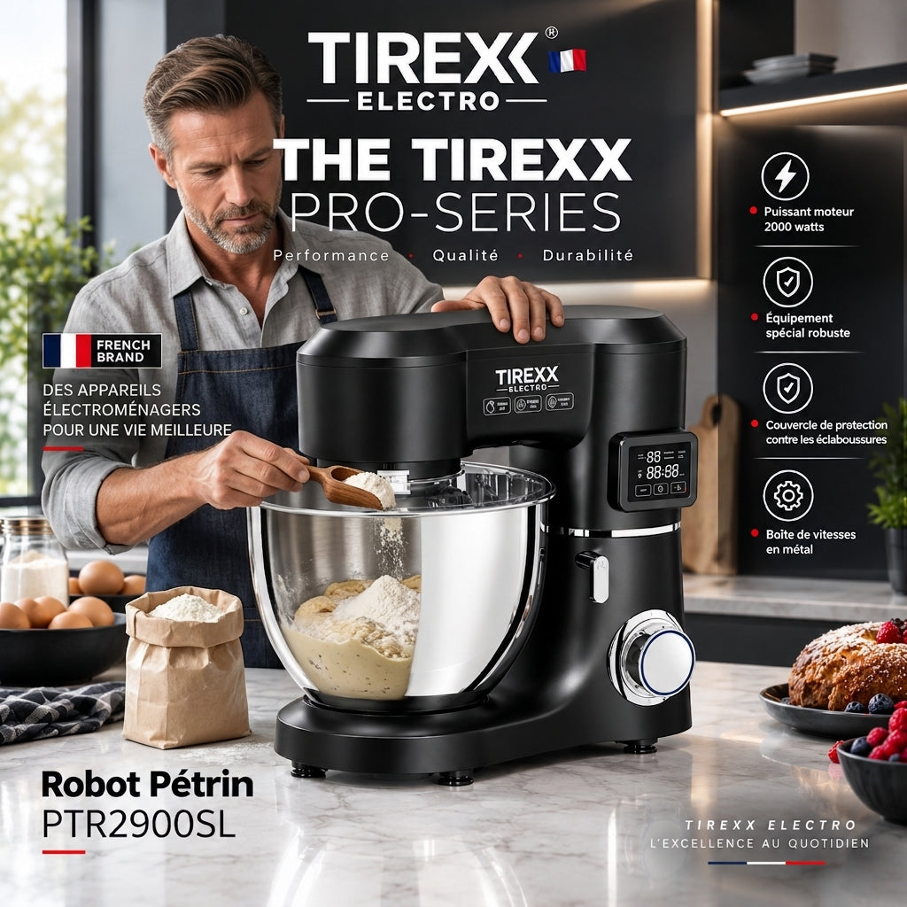 Tirexx PTR2900 – Robot Pétrin - Puissance 2000 W (Plastique)