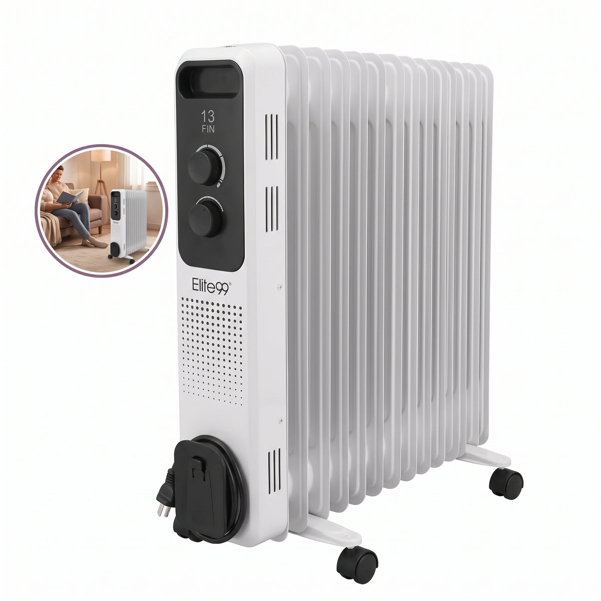 Elite99 ELT-R13 – Radiateur Bain d'Huile - Puissance 2500 W (13 Ailettes)