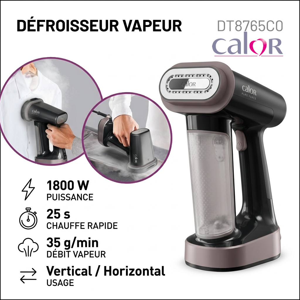 Calor – DT8765C0 – Défroisseur à Main - Puissance 1800 W