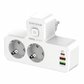 SIYOTEAM SE2337 - Multiprise murale à 2 prises Schuko avec veilleuse LED tactile intégrée, 1 port USB-C et 2 ports USB-A
