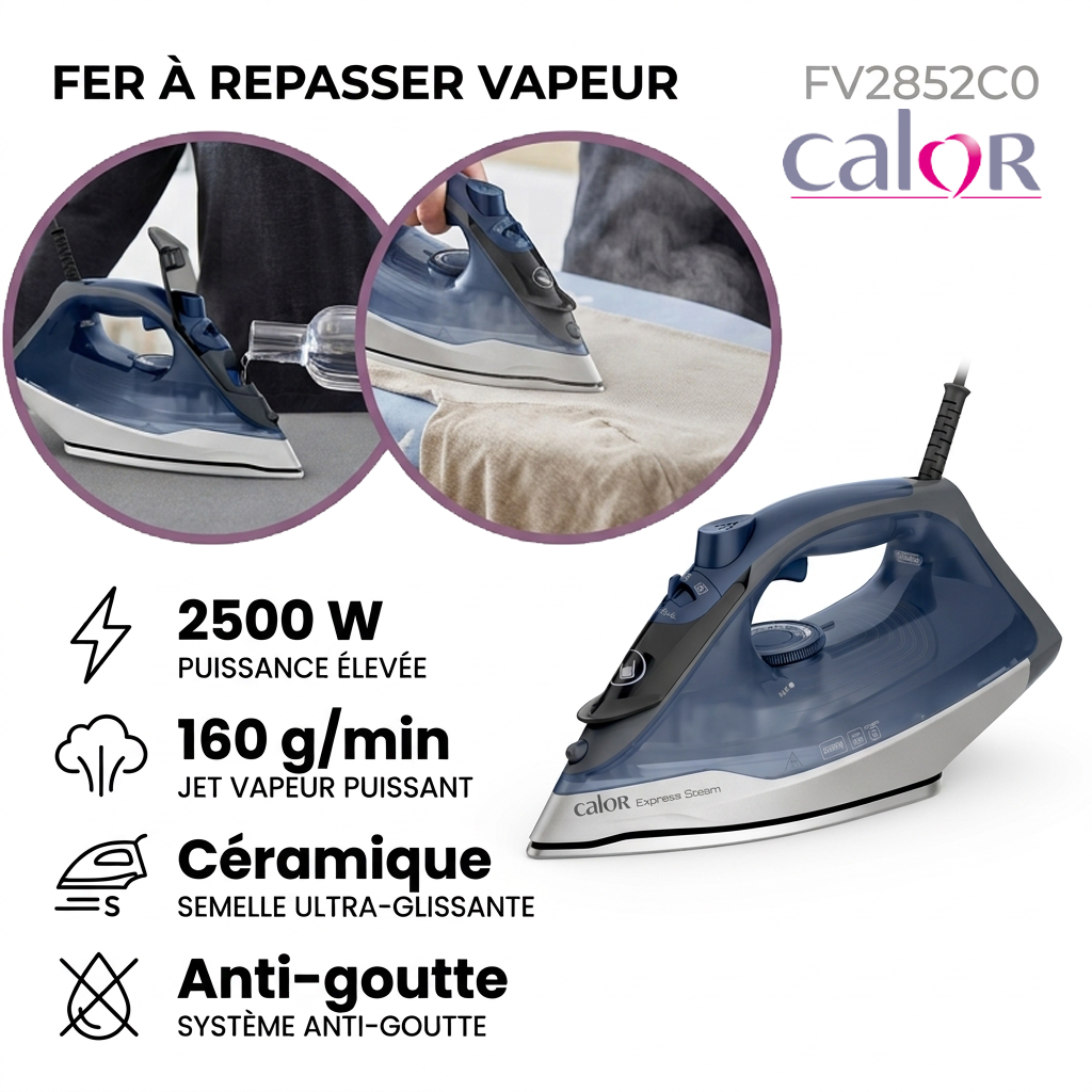 Calor – FV2852C0 – Fer à Repasser Vapeur - Puissance 2500W