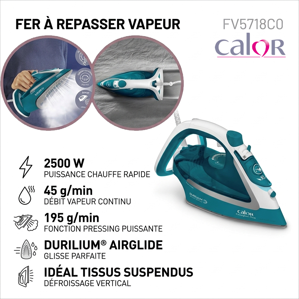 Calor – FV5718C0 – Fer à Repasser Vapeur - Puissance 2500 W