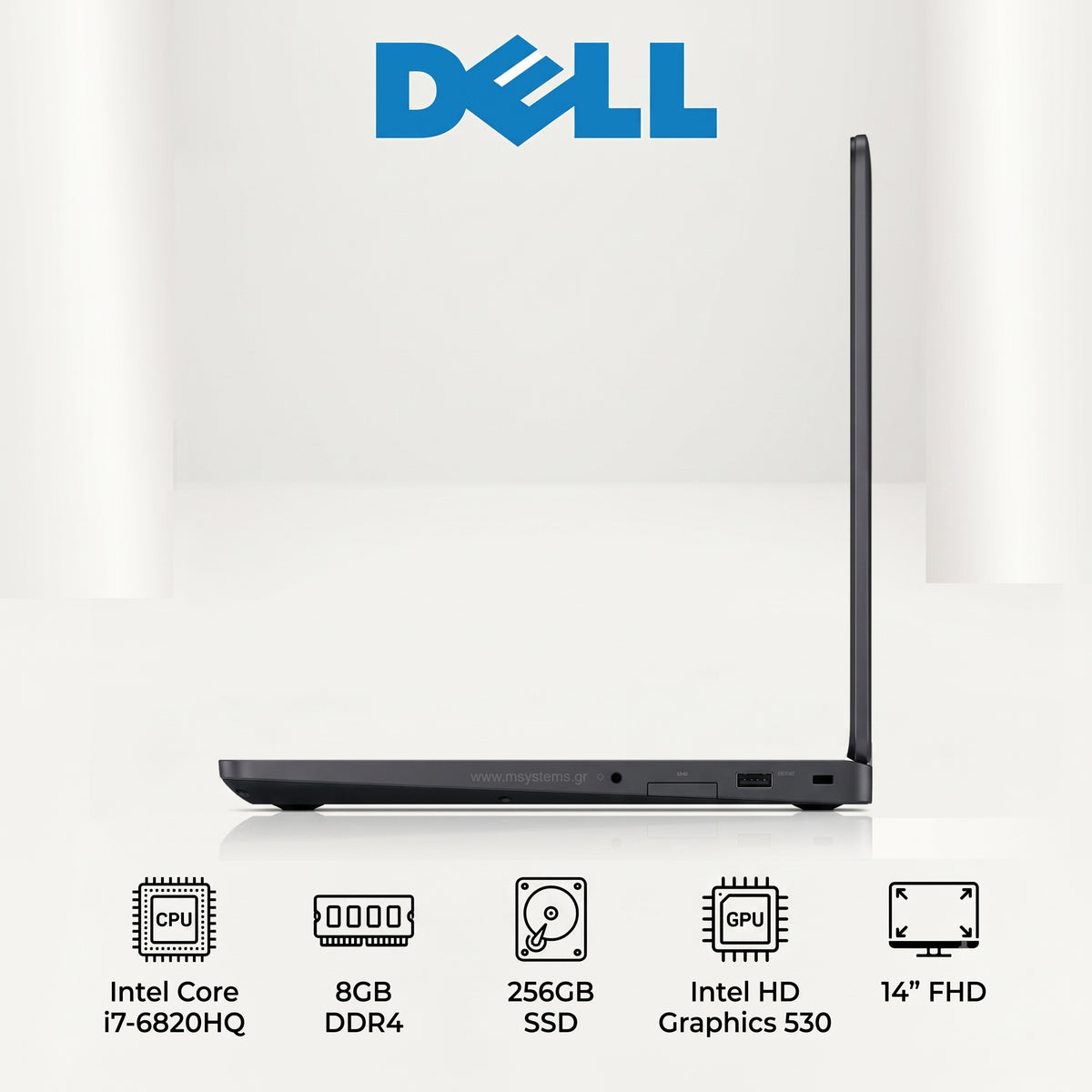 Dell Latitude 5470 – Intel® Core™ i7-6820HQ / RAM 8GB / SSD 256GB / Écran 14″ Full HD