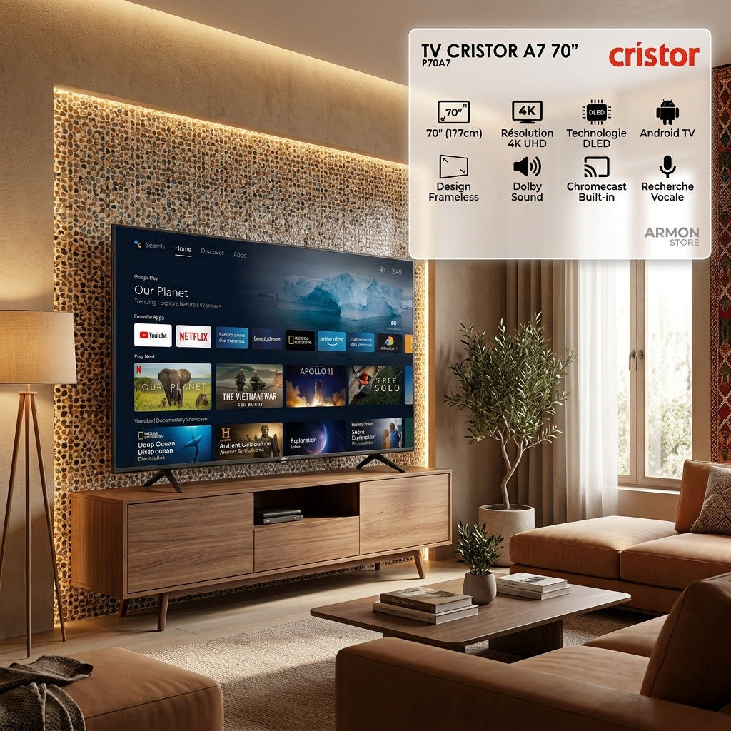 Cristor P70A7 – Téléviseur 70 Pouces 4K UHD Smart TV (Android TV)