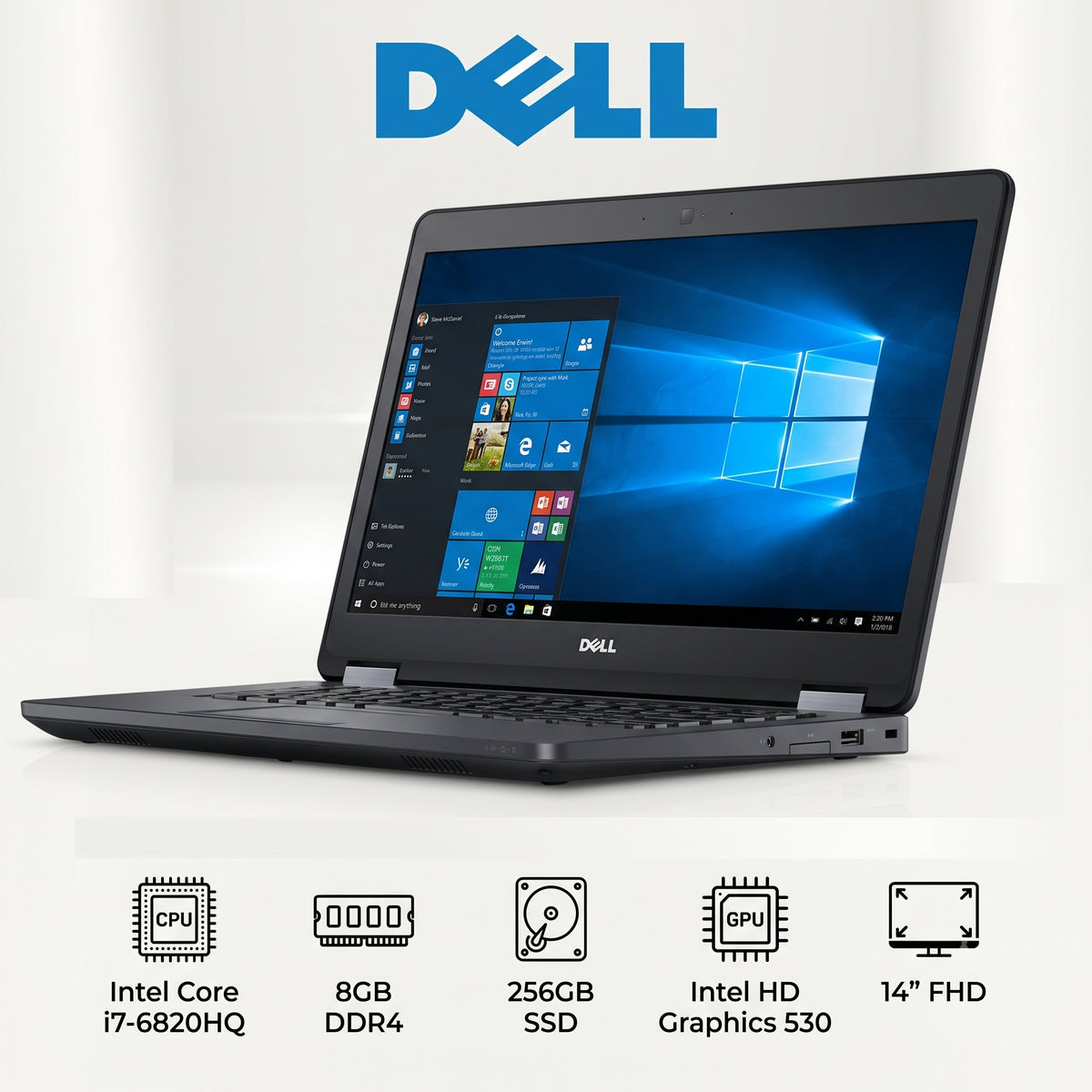 Dell Latitude 5470 – Intel® Core™ i7-6820HQ / RAM 8GB / SSD 256GB / Écran 14″ Full HD