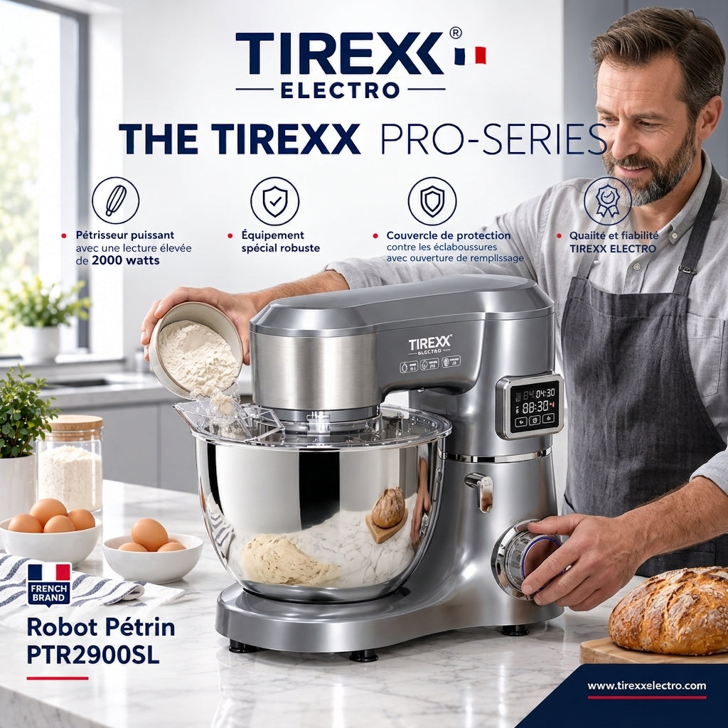 Tirexx PTR2900 – Robot Pétrin - Puissance 2000 W (Plastique)