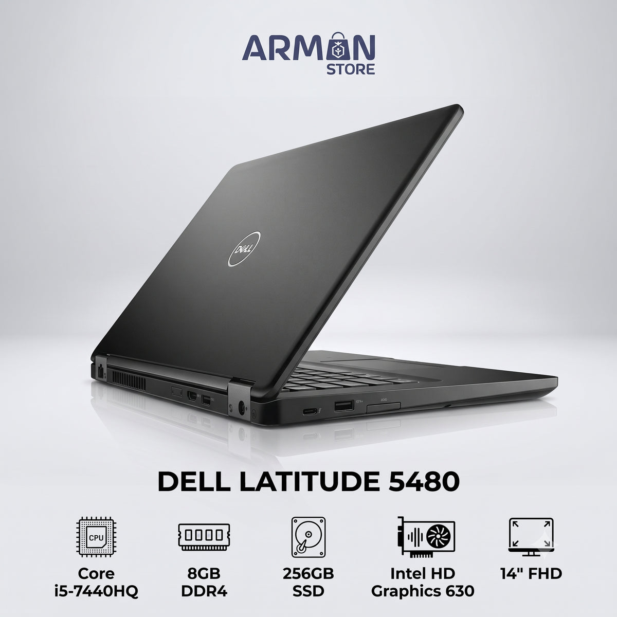 Dell Latitude 5480 – Intel® Core™ i5-7440HQ / RAM 8GB / SSD 256GB / Écran 14″ Full HD