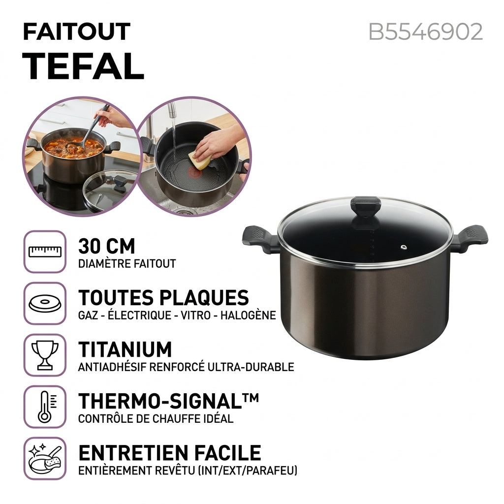 Tefal Easy Cook & Clean B5546902 – Poele wok 28 cm
