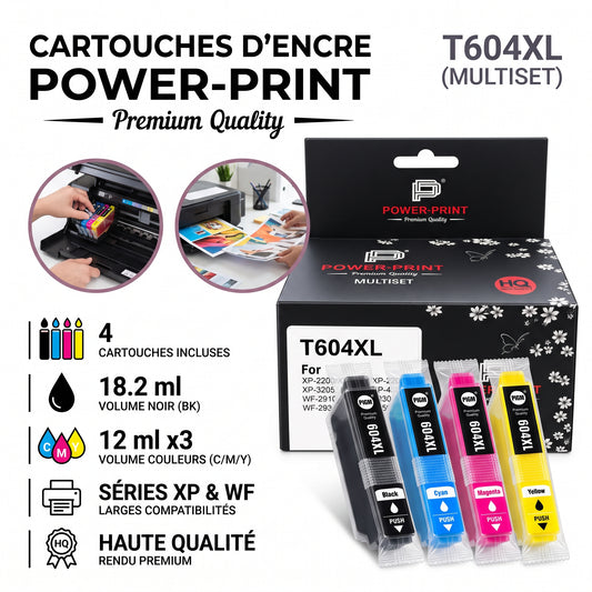 POWER-PRINT T604XL – Pack de Cartouches d'Encre Compatibles Multiset