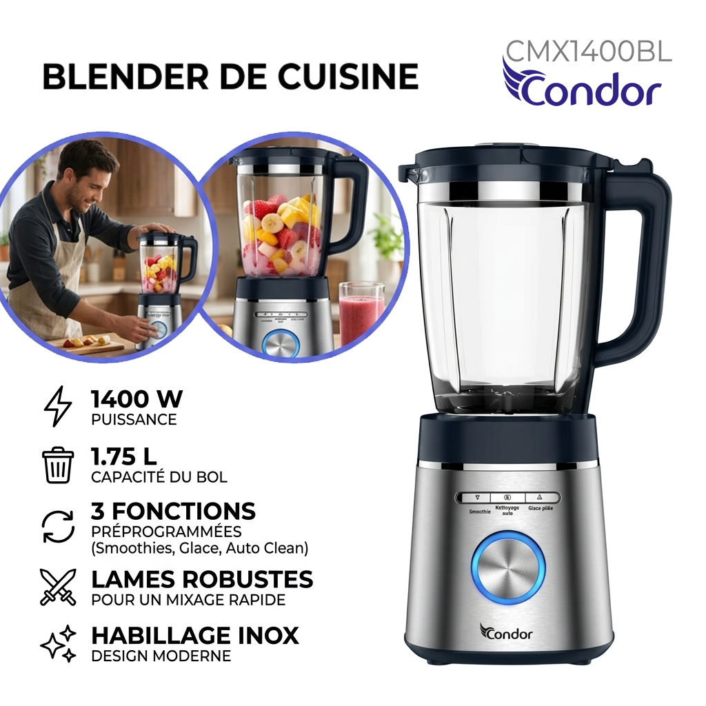 Condor – CMX1400BL – Blender Master Mix - Puissance 1400 W