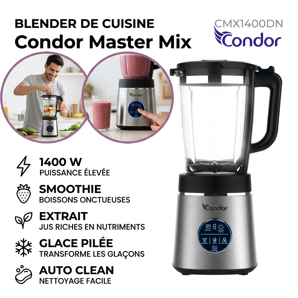 Condor – CMX1400DN – Blender de Cuisine à Commande Digitale - Puissance 1400 W